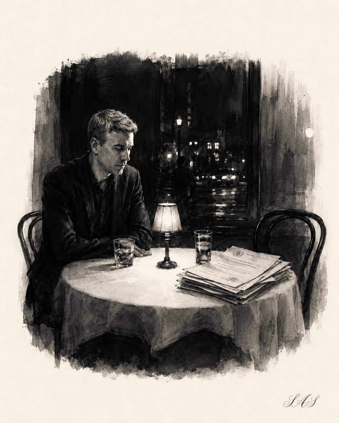 Monochrome editorial illustration for Some Lives Sound Made Up